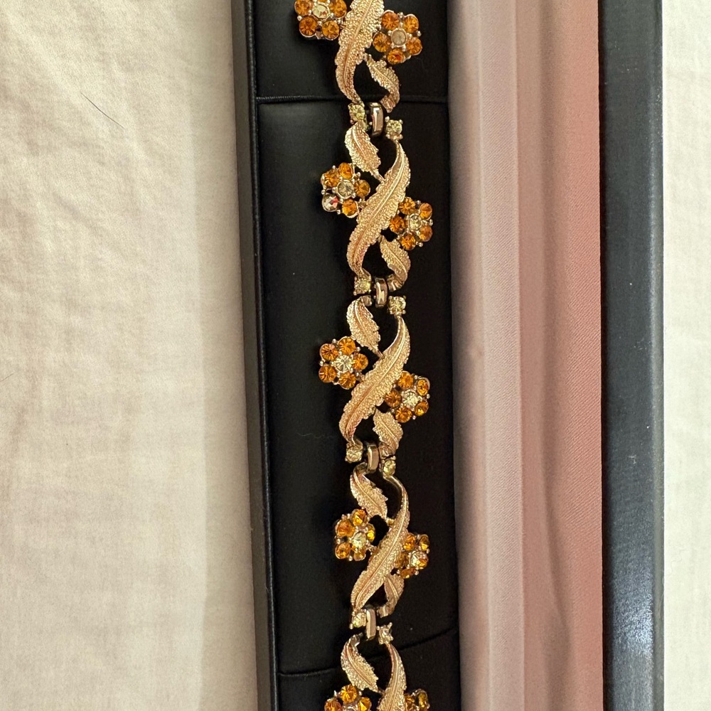 Vintage “Coro” rhinestone and gold tone costume bracelet